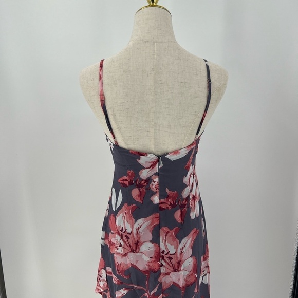 Lulu’s Kimi Dusty Purple Floral Chiffon Ruffled Maxi Dress S High Low New Straps - Picture 4 of 8